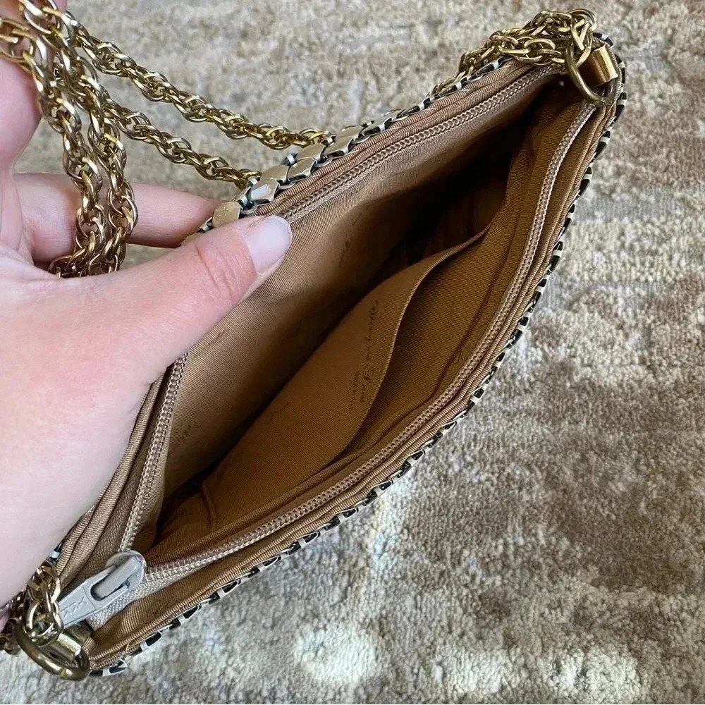Whiting & Davis Vintage Mesh Metal Purse Shoulder Bag Gold Chain Strap - Picture 7 of 14